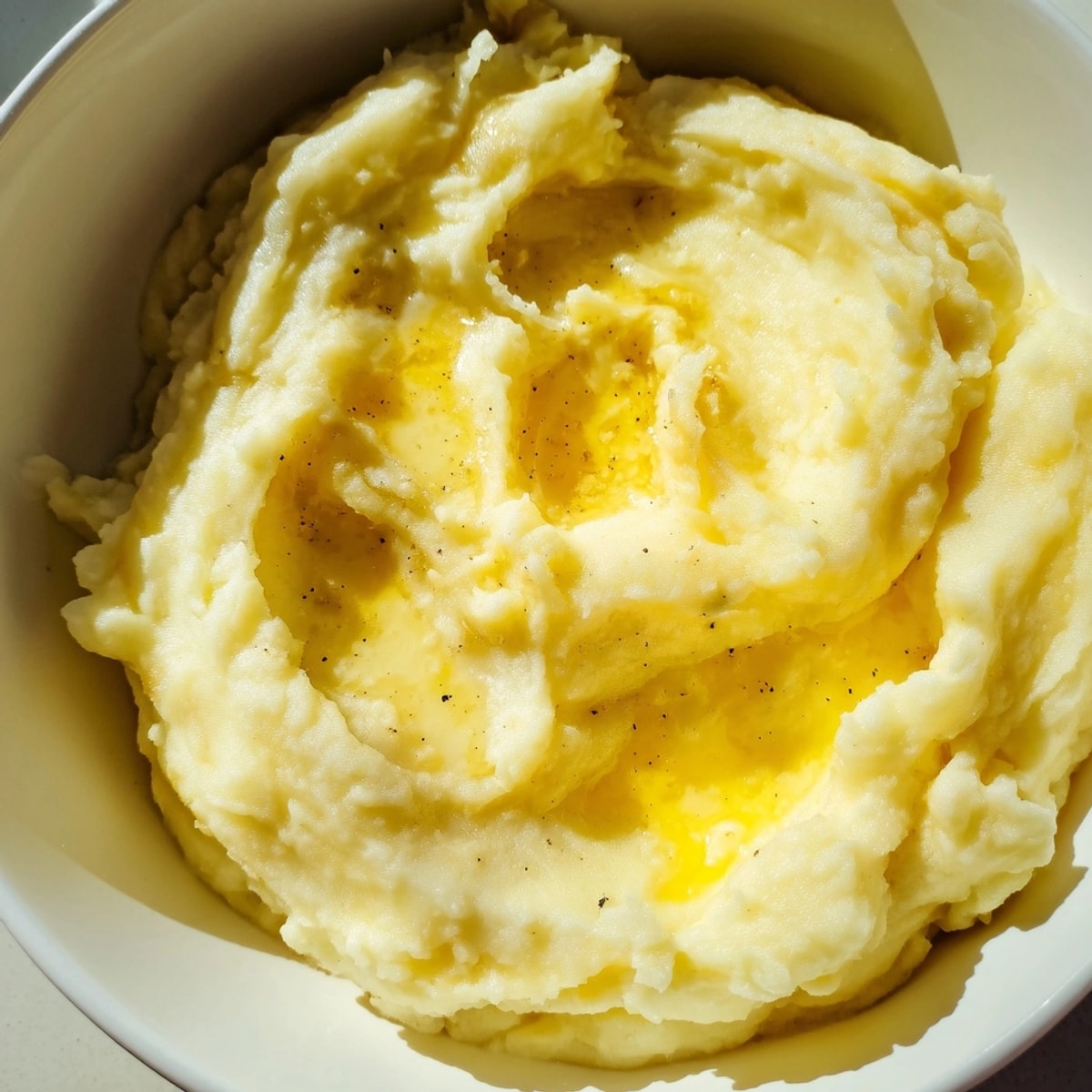 A spoonful of smooth Make-Ahead Mashed Potatoes, steaming hot and decadently buttery.