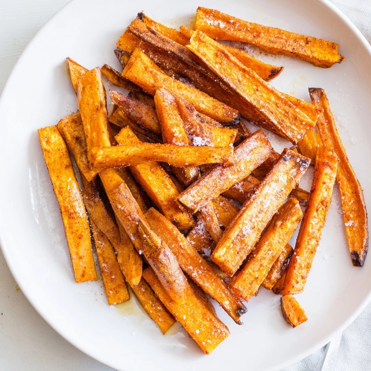 Crispy homemade Sweet Potato Fries, seasoned with smoked paprika, a delicious side dish.