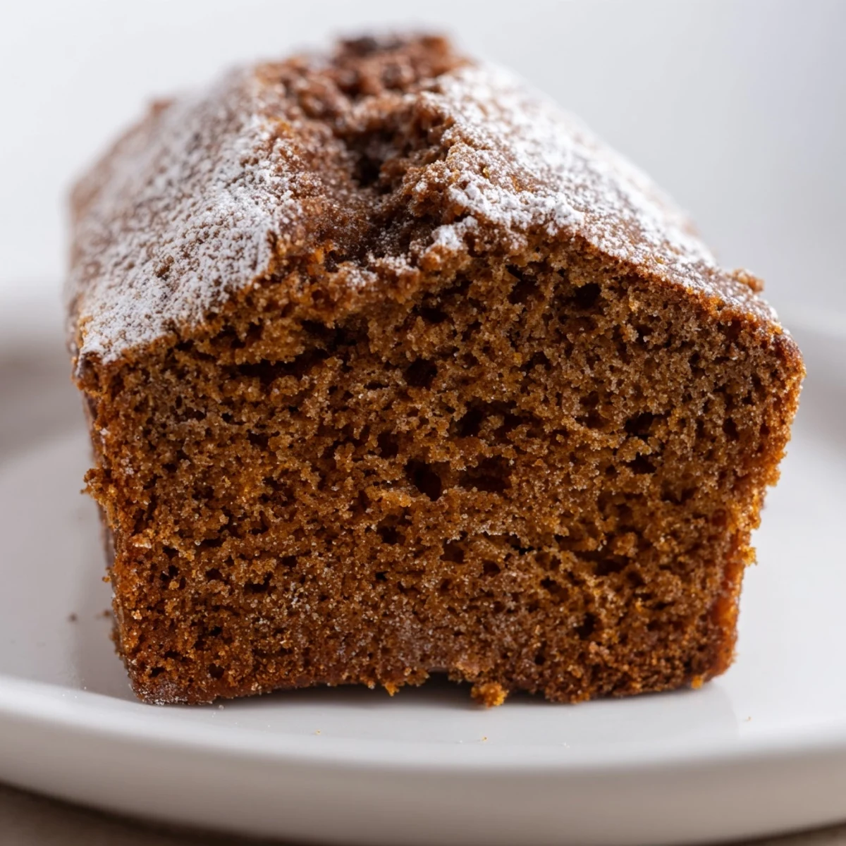 Freshly baked gingerbread loaf with a perfect rise, ready for a cozy afternoon snack.
