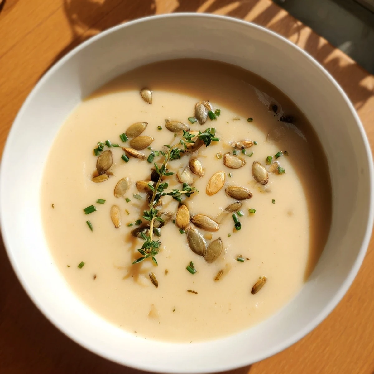 Bright orange Creamy Parsnip and Apple Soup, served with crusty bread, perfect for a cozy meal.