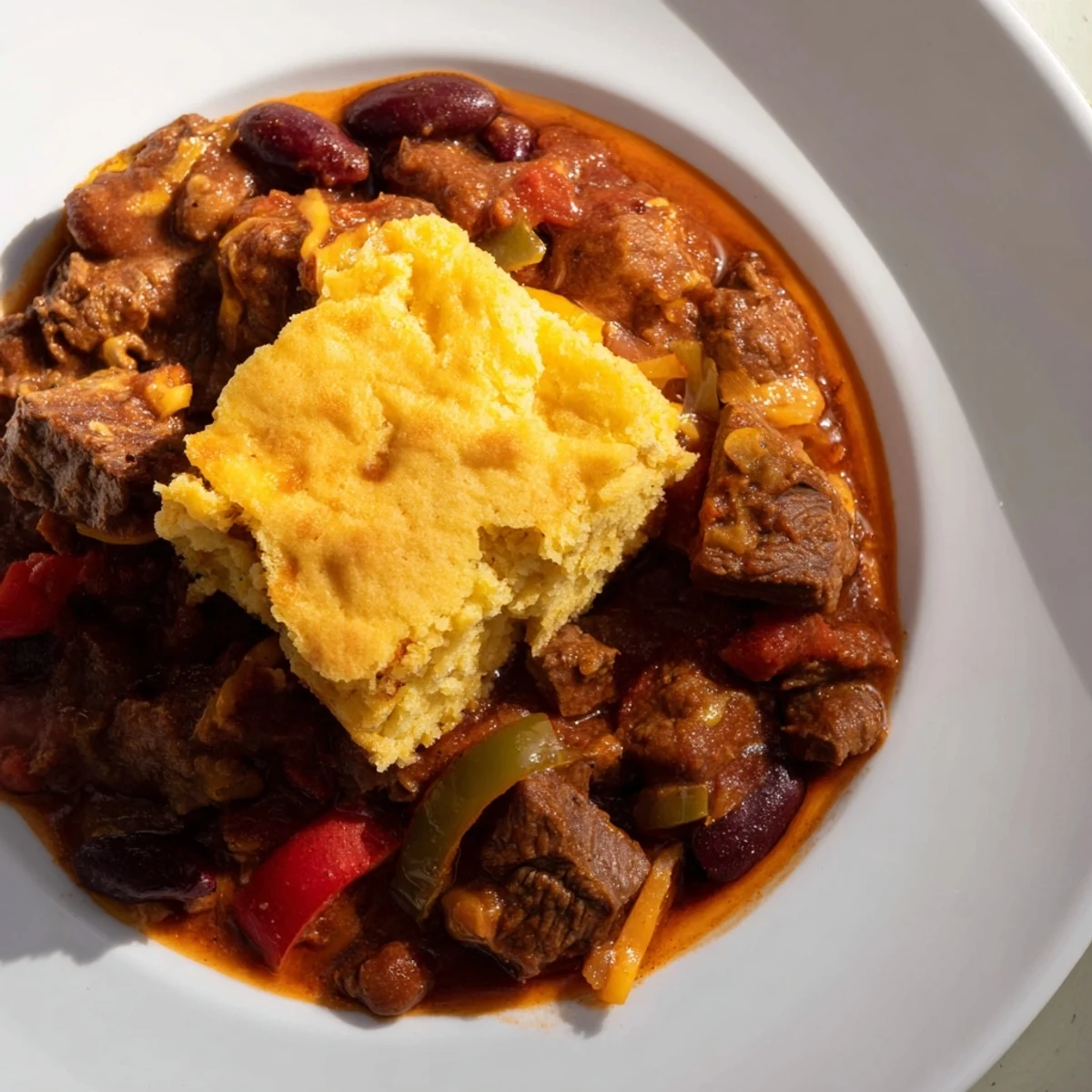 Slow Cooked Beef Chili Cornbread