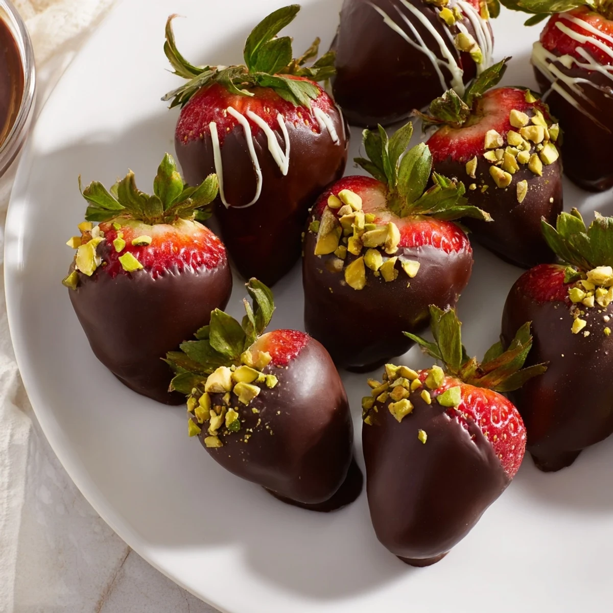 These dark chocolate Chocolate Covered Strawberries are perfectly coated for a stunning, elegant presentation.