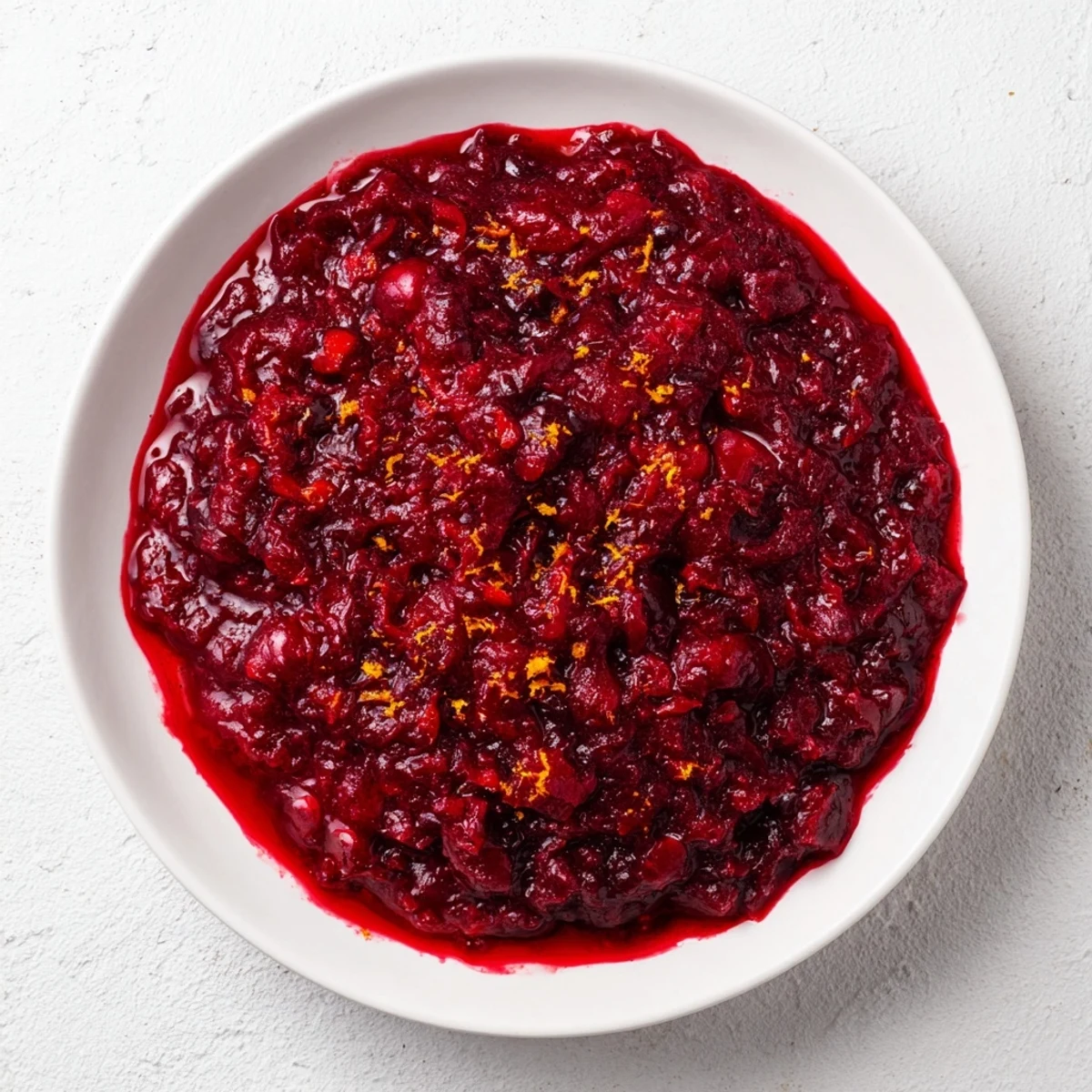 Warm, bubbling cranberry sauce with orange zest swirls, perfect to complement your Thanksgiving turkey.