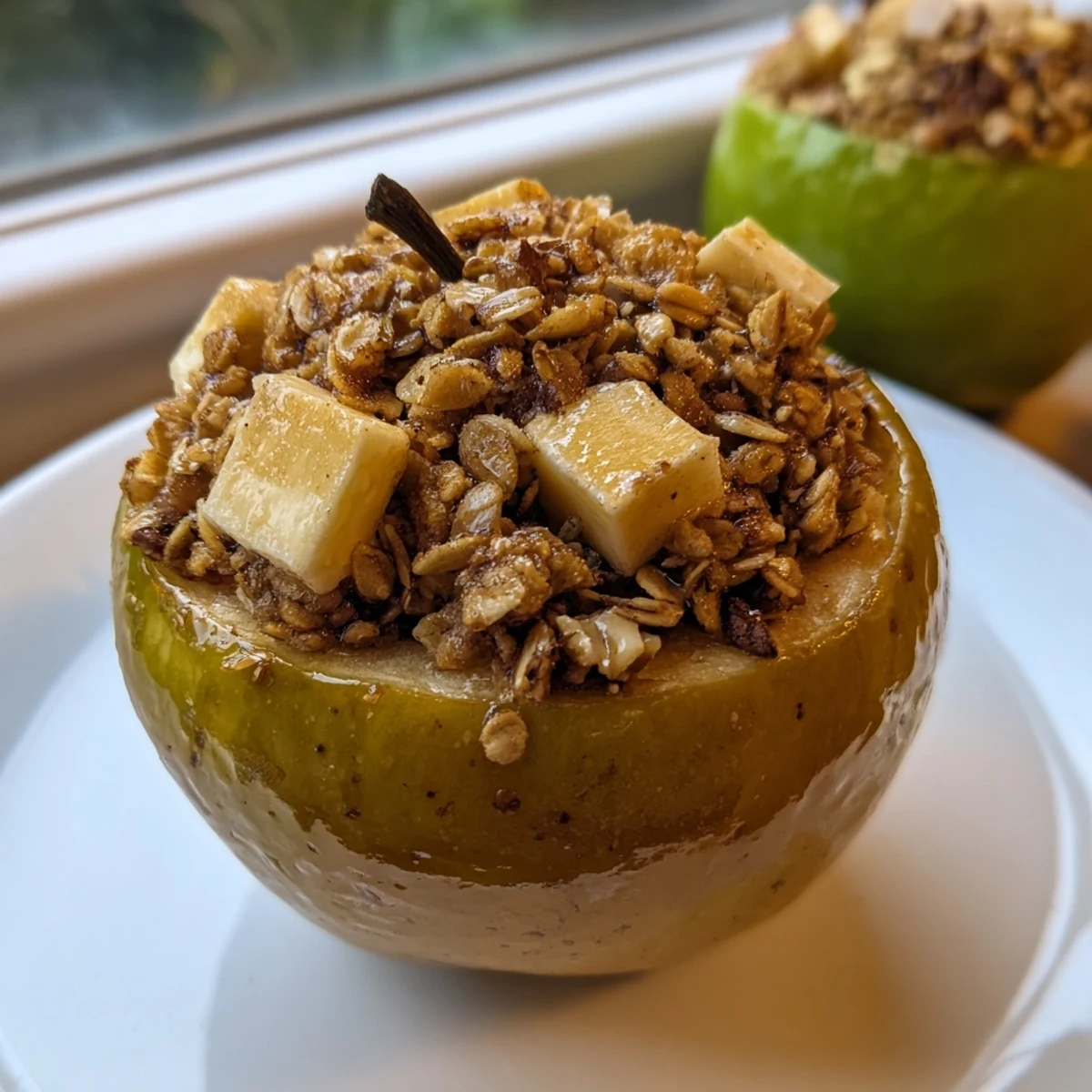 Golden-brown Baked Apples, spiced and tender, are pictured ready for serving, delicious warm.