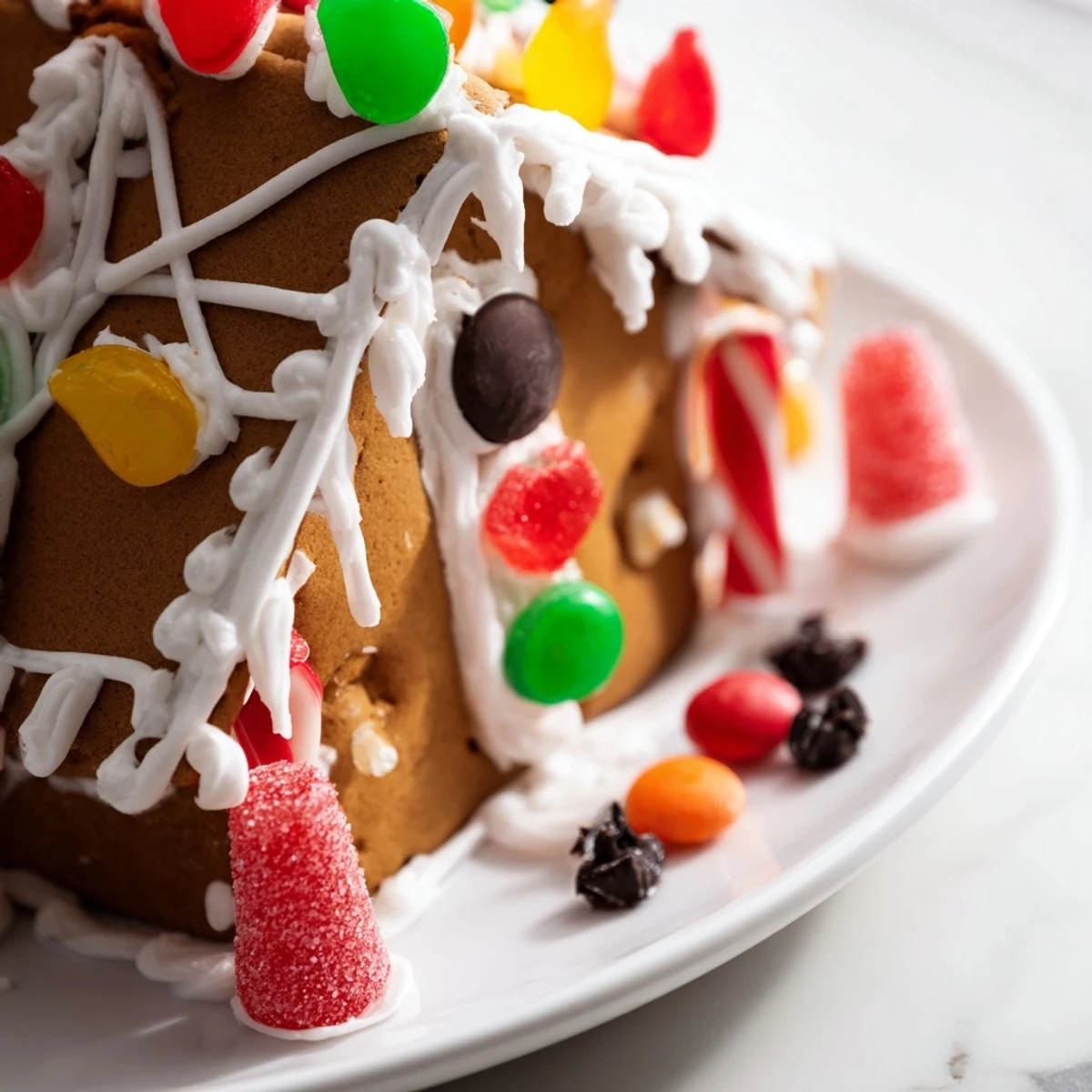 Fragrant gingerbread house, with colorful candies, is a magical and delicious centerpiece.