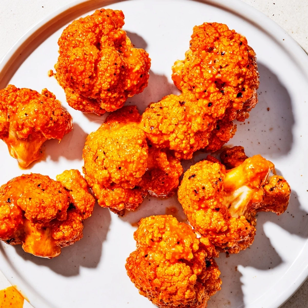 Deliciously crispy Air Fryer Buffalo Cauliflower Wings, arranged with celery sticks, look perfect for game day.
