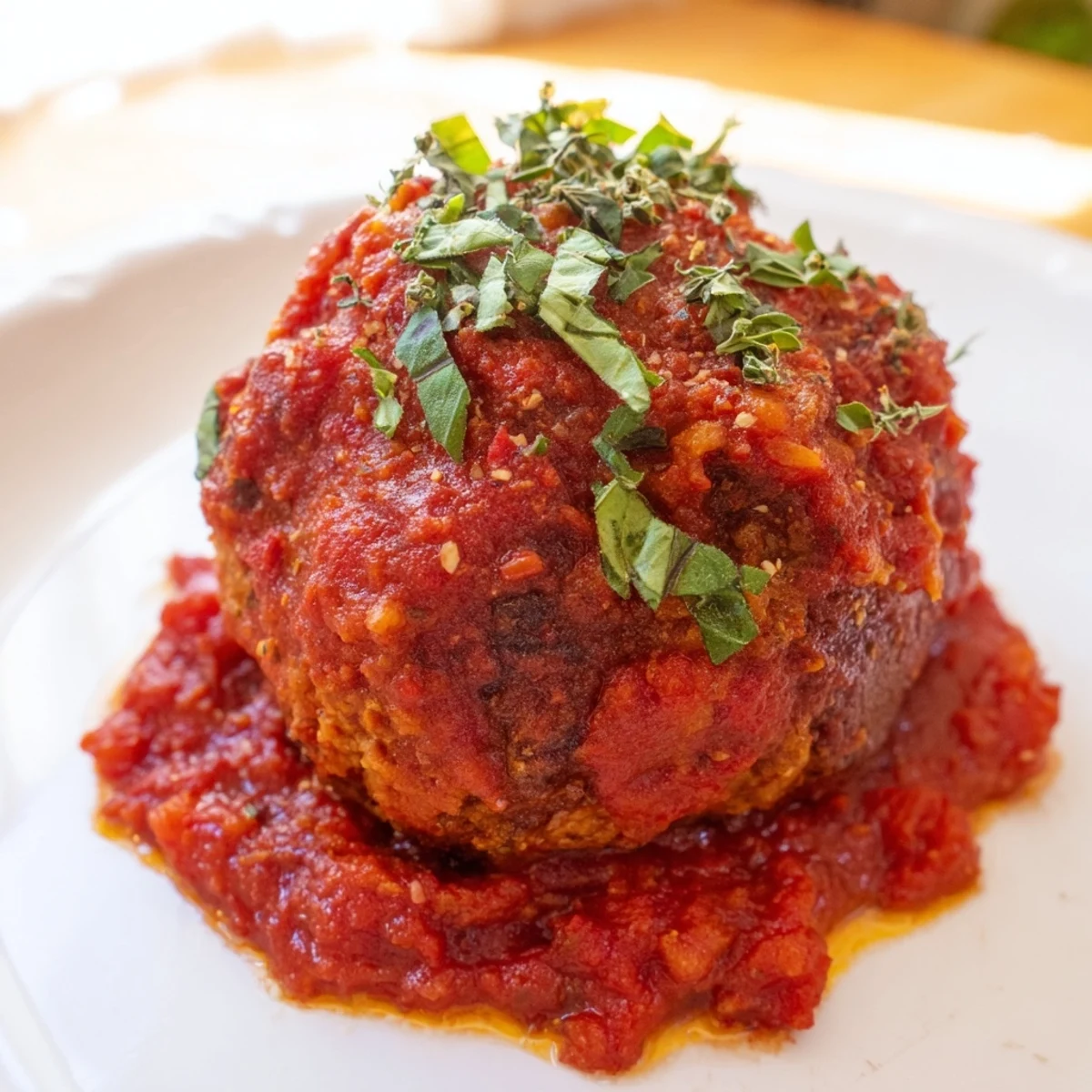 Savory turkey meatballs simmer in a robust homemade marinara sauce, paired with crusty bread for dipping.