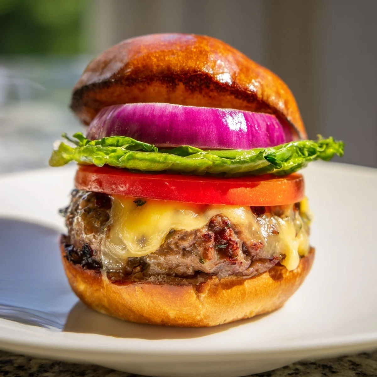 Golden-brown mini beef burgers layered with fresh jalapeños, tomato, onion, and spicy aioli on a serving platter.  