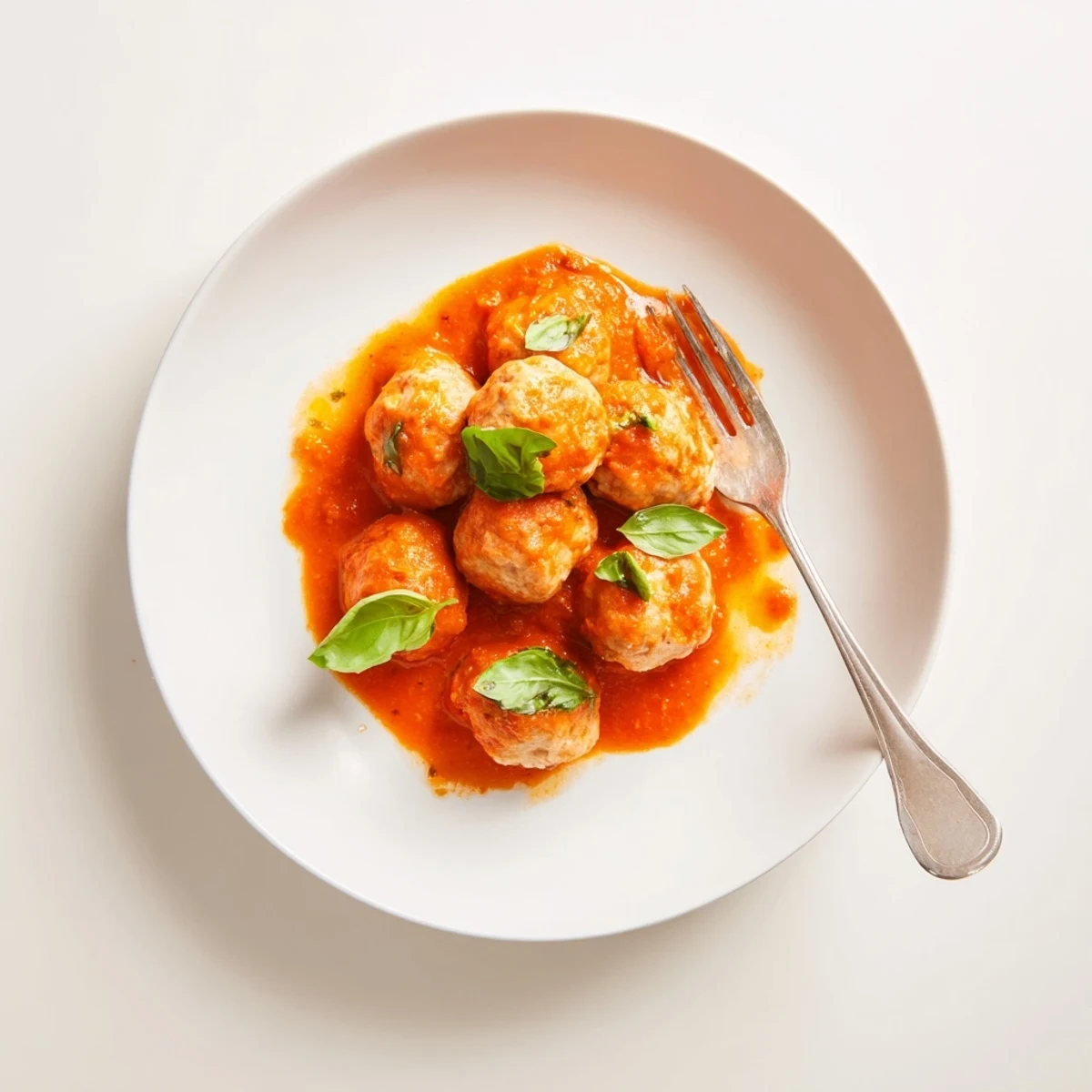 Savory turkey meatballs simmering in a vibrant, garlicky roasted tomato sauce, perfect for a healthy weeknight main dish.