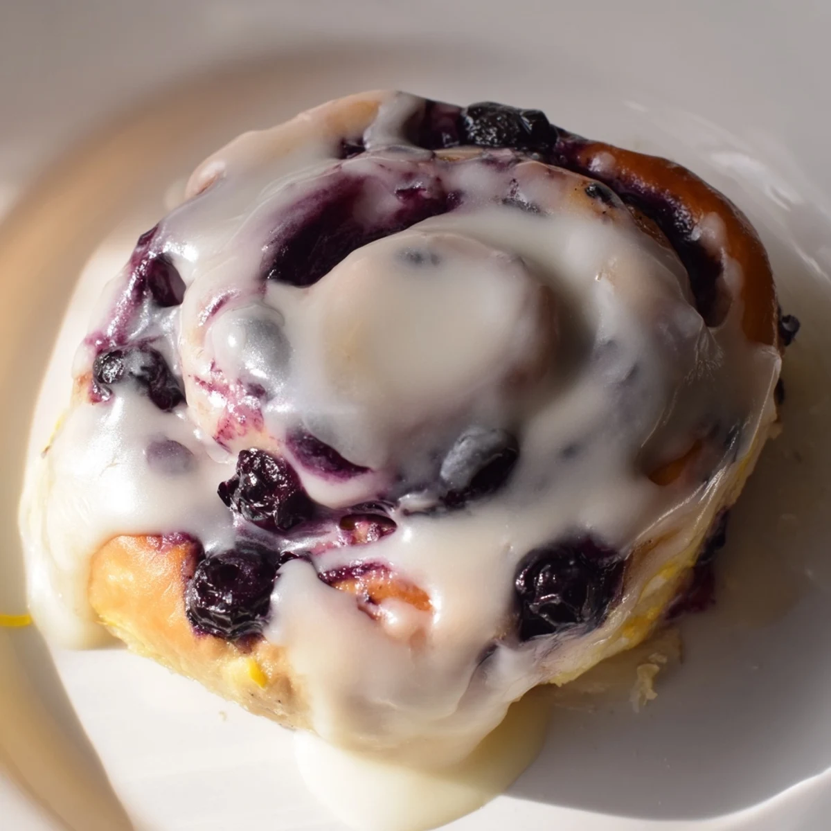 Golden Lemon Blueberry Sweet Rolls topped with luscious vanilla glaze, ready for a cozy breakfast or brunch.