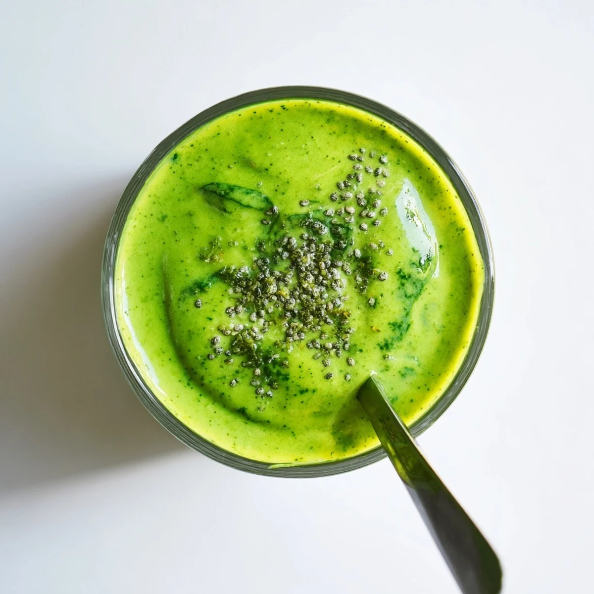 Fresh Greek yogurt green smoothie blending spinach banana and pineapple for a protein breakfast
