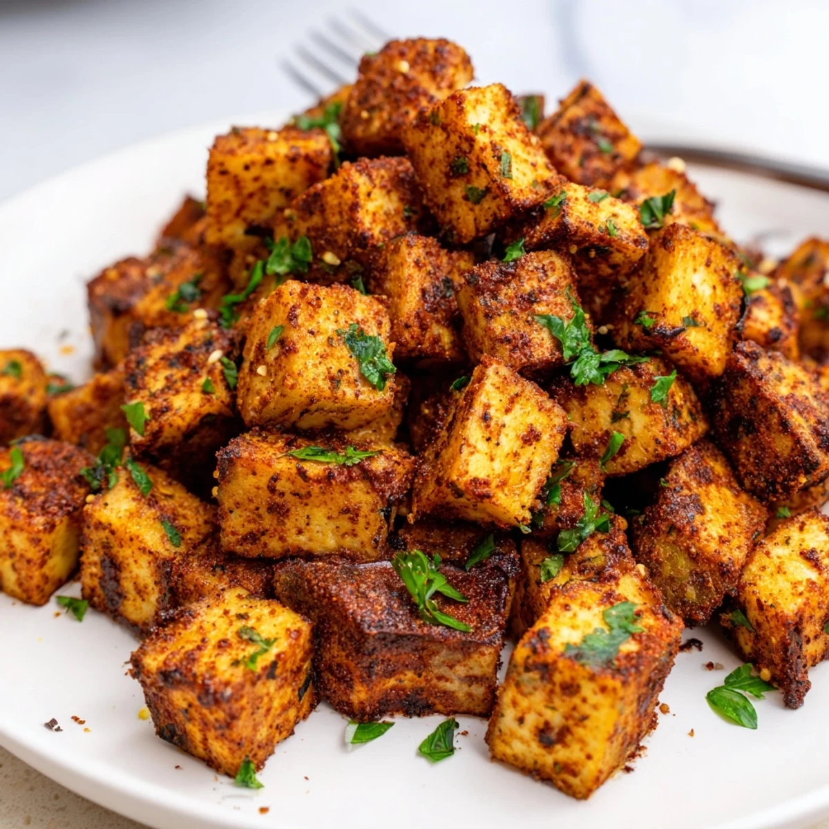 Mediterranean spiced eggplant arranged in air fryer basket ready for healthy cooking