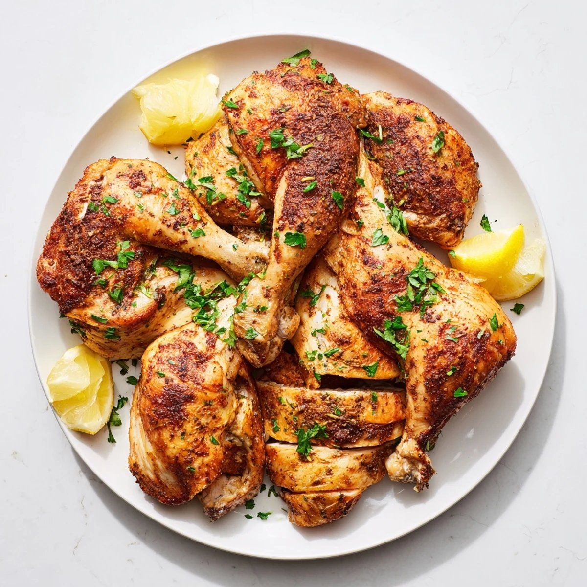 Succulent buttermilk marinated chicken roasted until perfectly golden and served with lemon