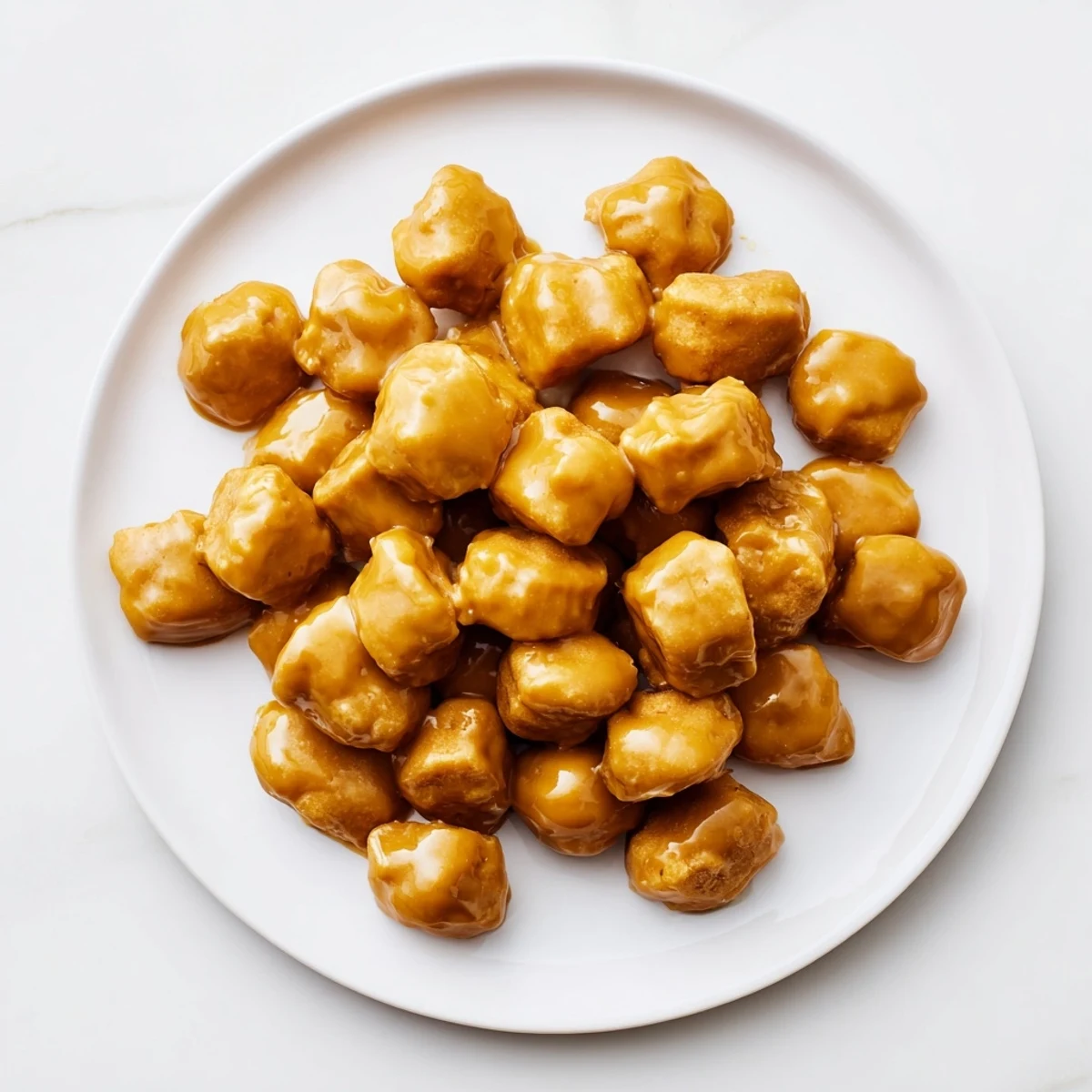 Crispy oyster crackers coated in rich brown sugar caramel glaze for party treats
