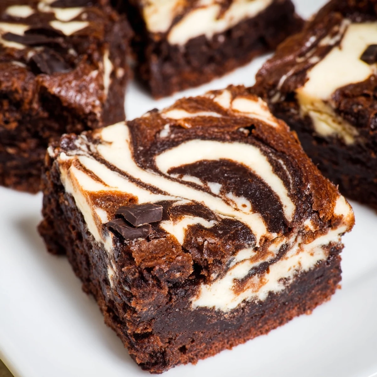 Decadent cheesecake swirled brownies featuring marble patterns of creamy vanilla and rich fudgy chocolate