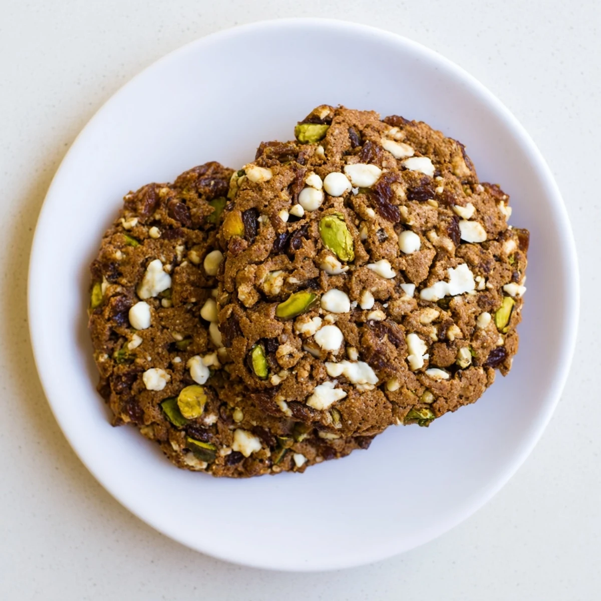 Middle Eastern Dubai chewy cookie on cooling rack with melted chocolate chips and nuts