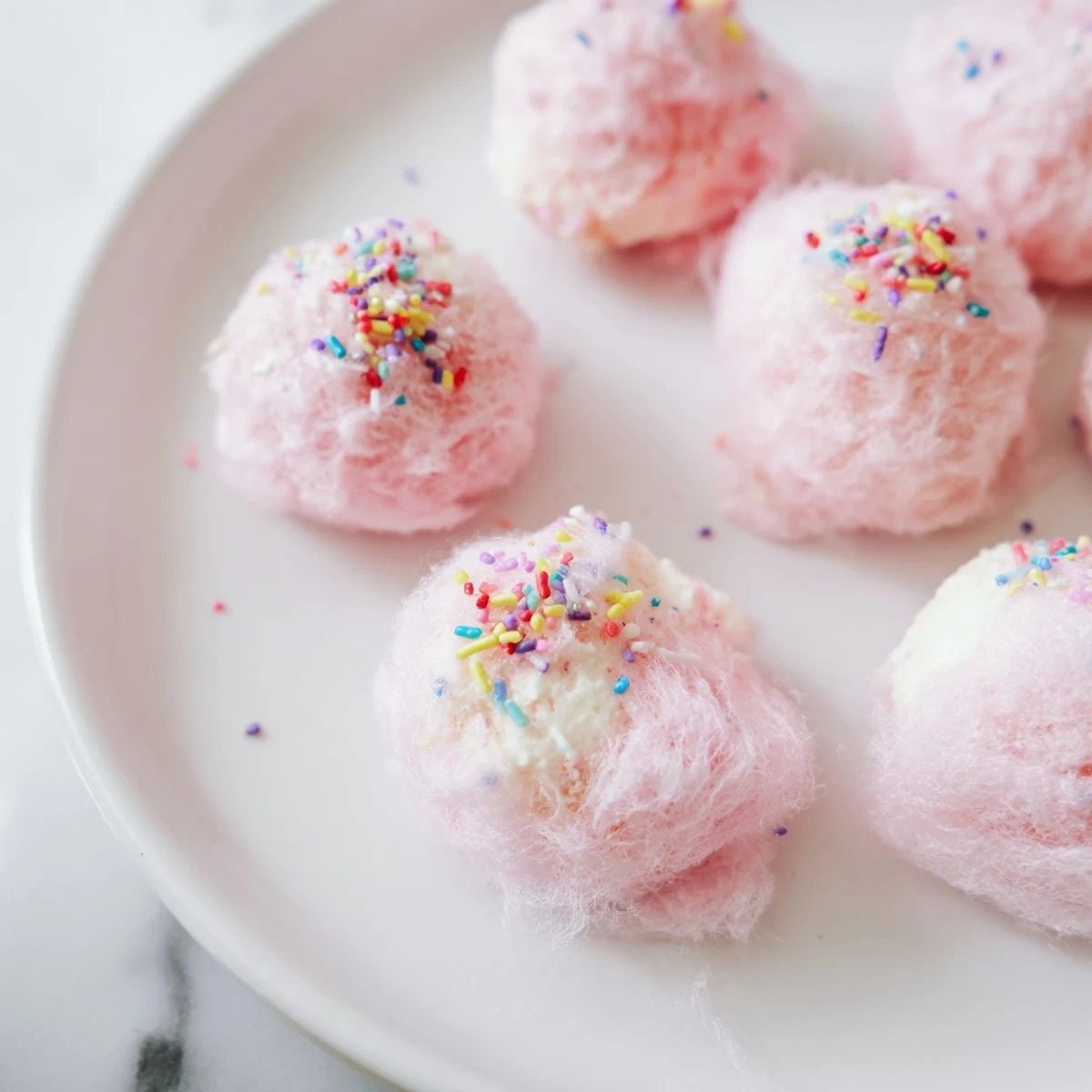 Mini Cotton Candy Cheesecake Puff Balls