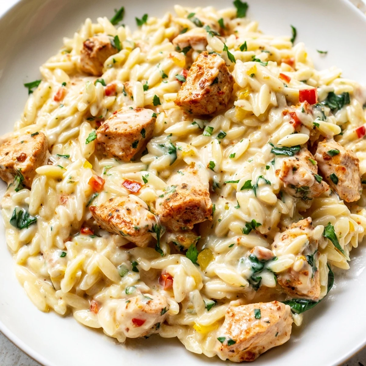 One Pot Cajun Chicken Alfredo Orzo
