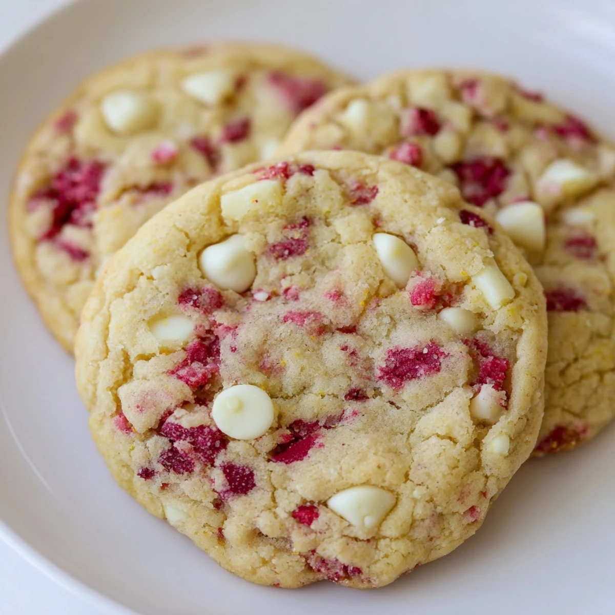 Chewy lemon raspberry cookies topped with melted white chocolate chips and fresh citrus zest
