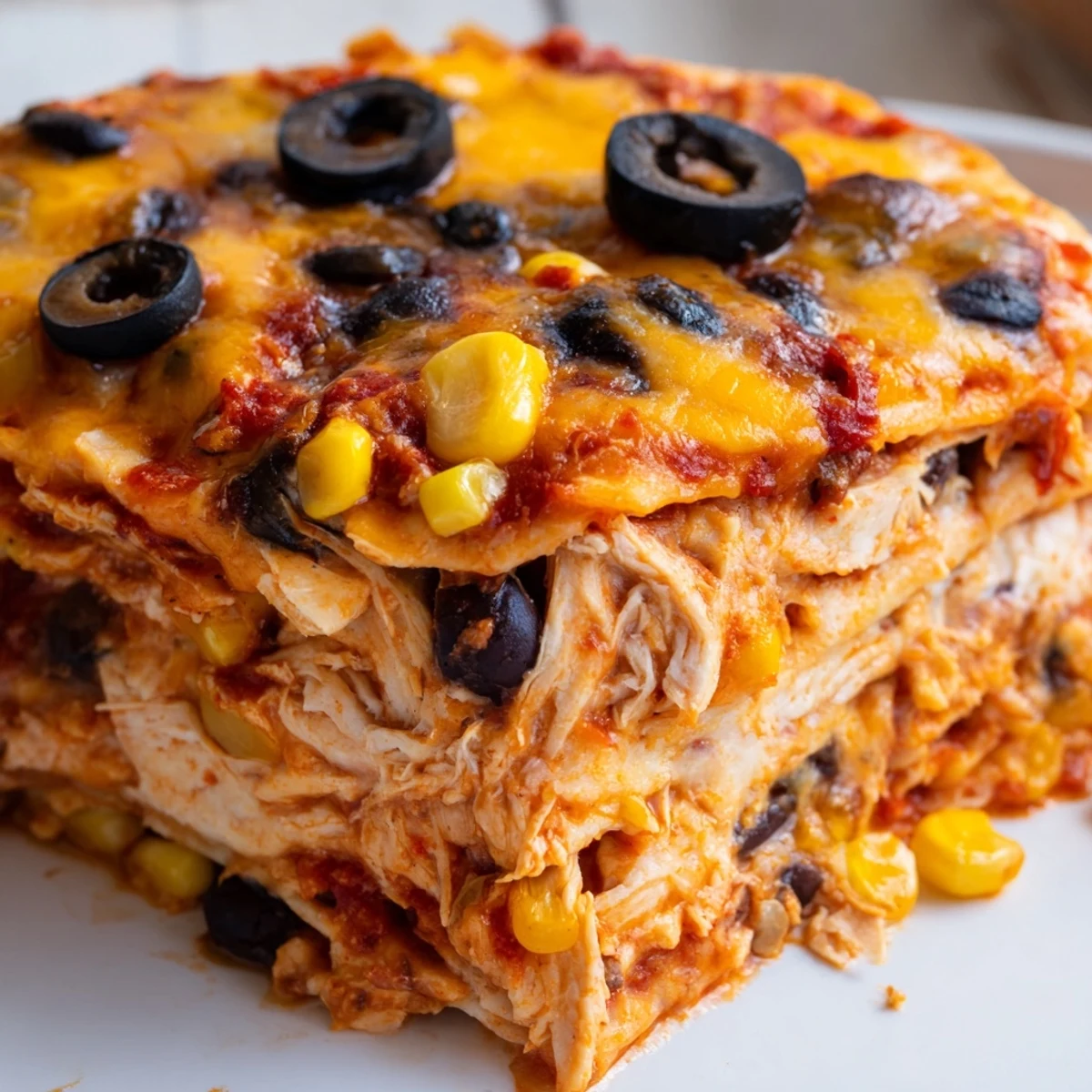 Cheesy Shredded Chicken Enchilada Bake