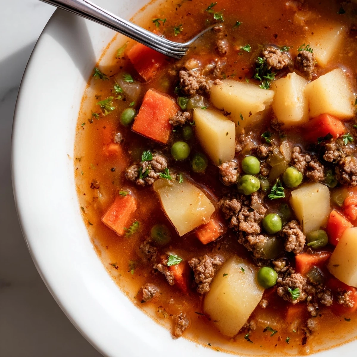 Homemade Ground Beef Potato Soup