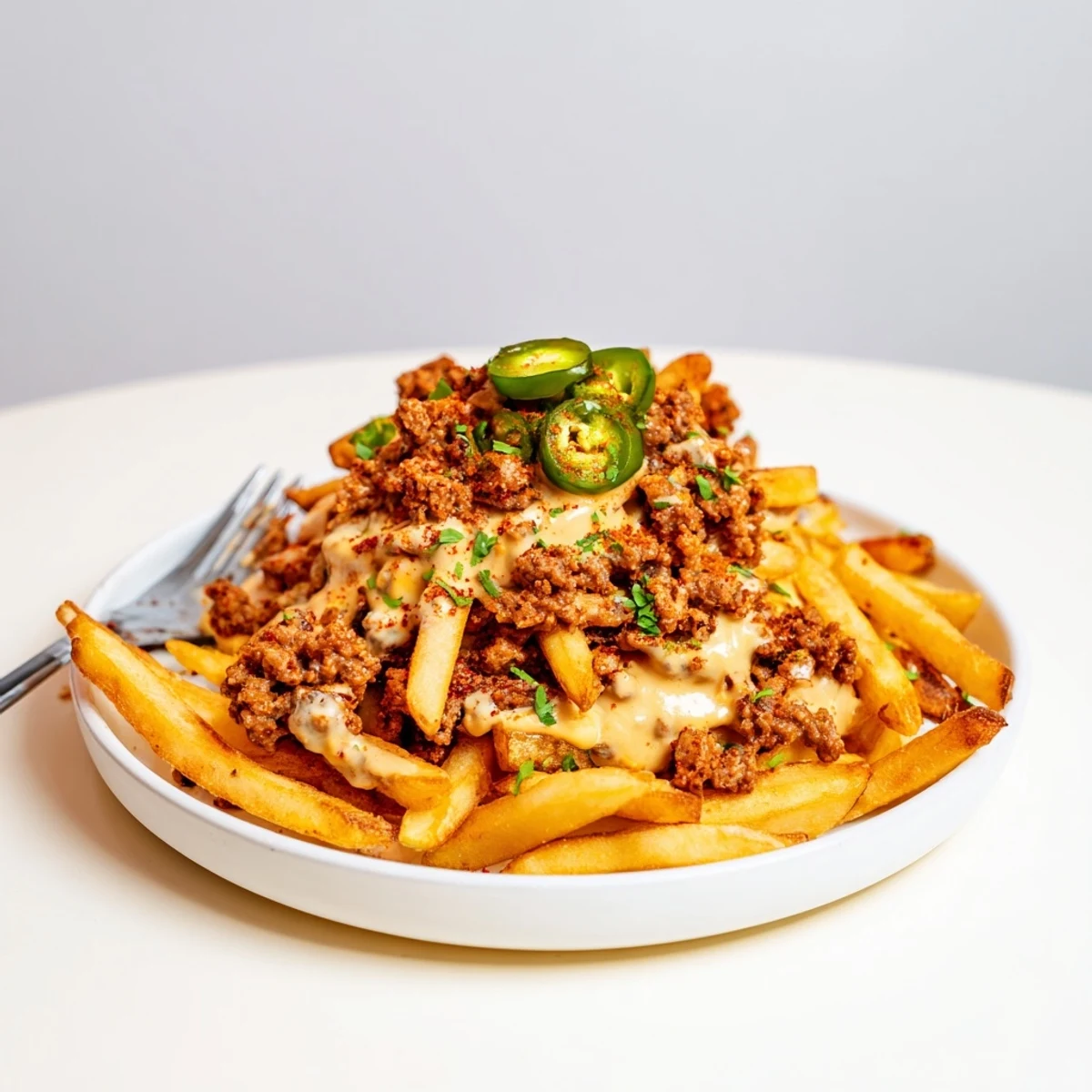Party ready platter of Chorizo Queso Dip Fries served hot for sharing