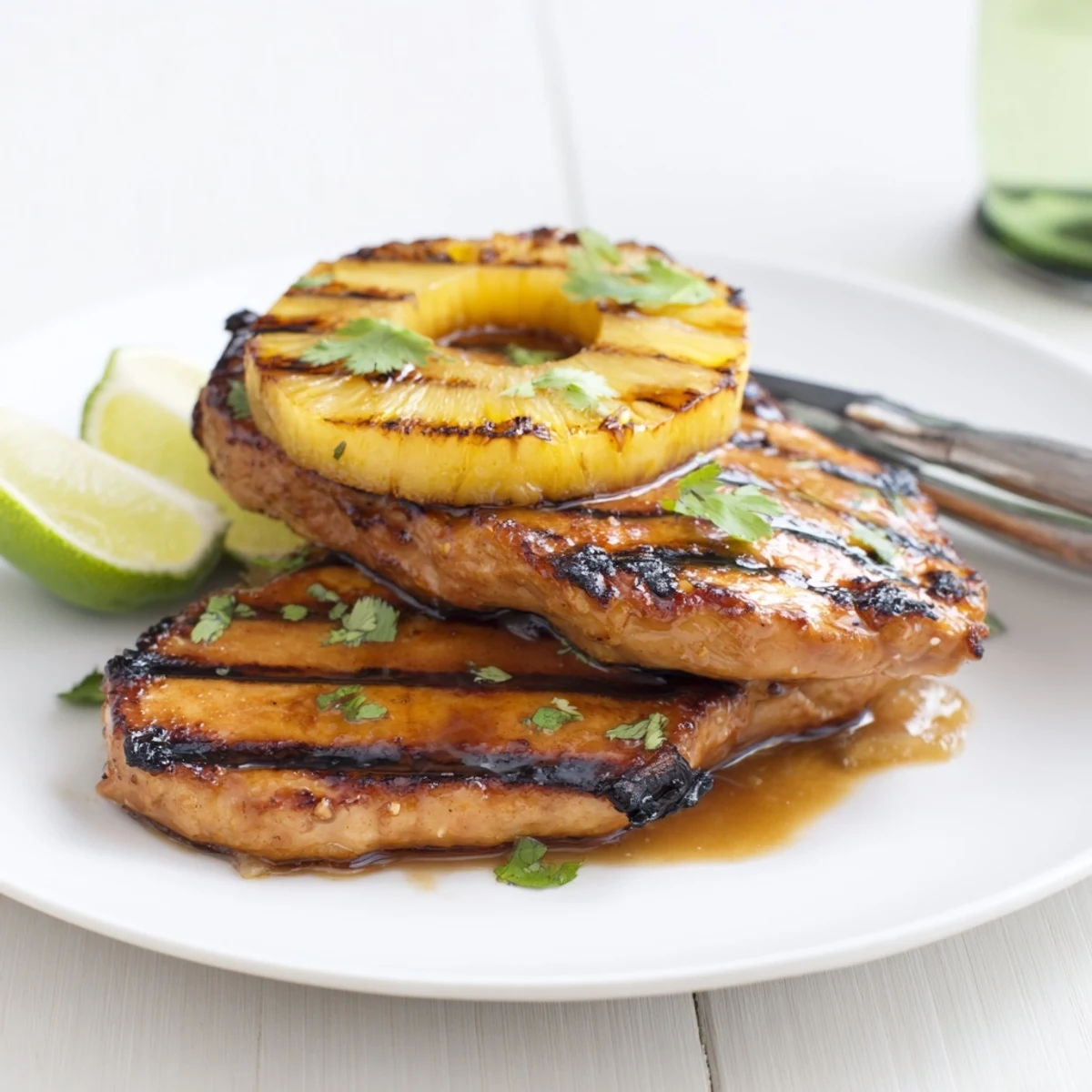 Family-style Grilled Aloha Chicken Recipe served hot over coconut rice, tropical aroma