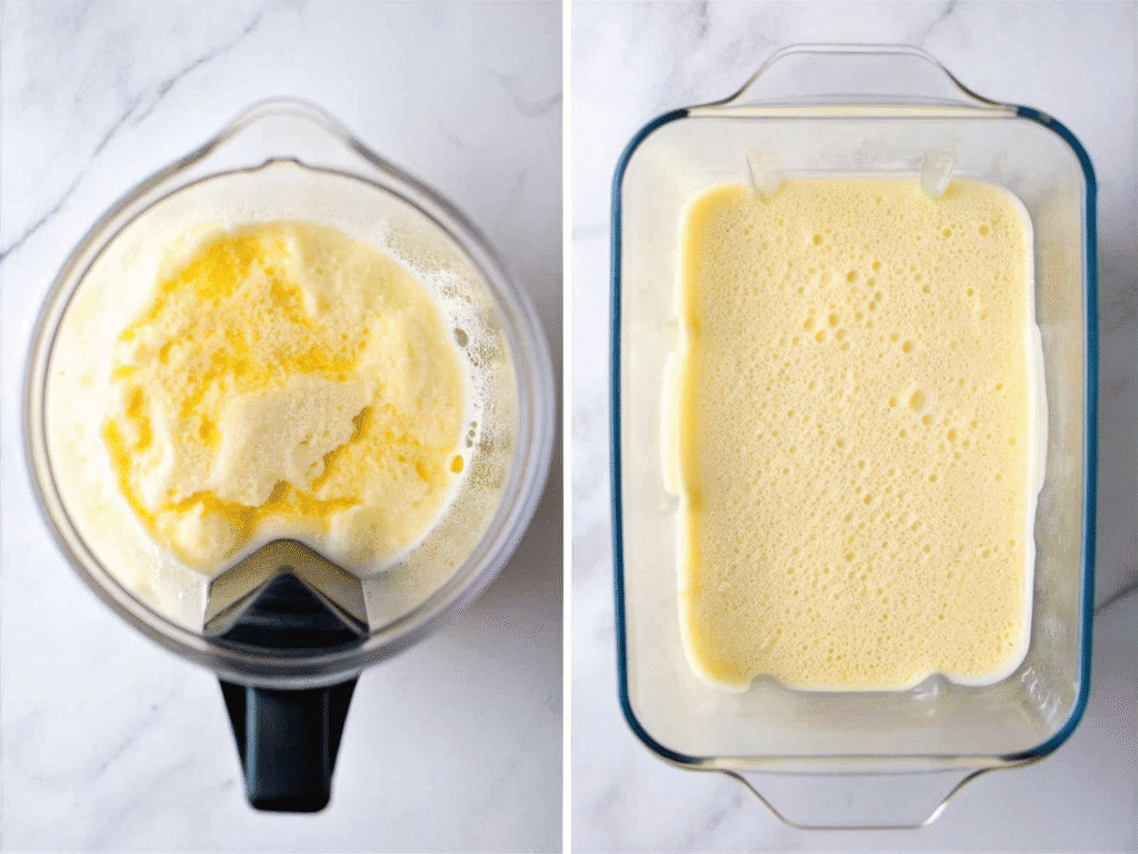Blender with gluten free Dutch baby batter ingredients